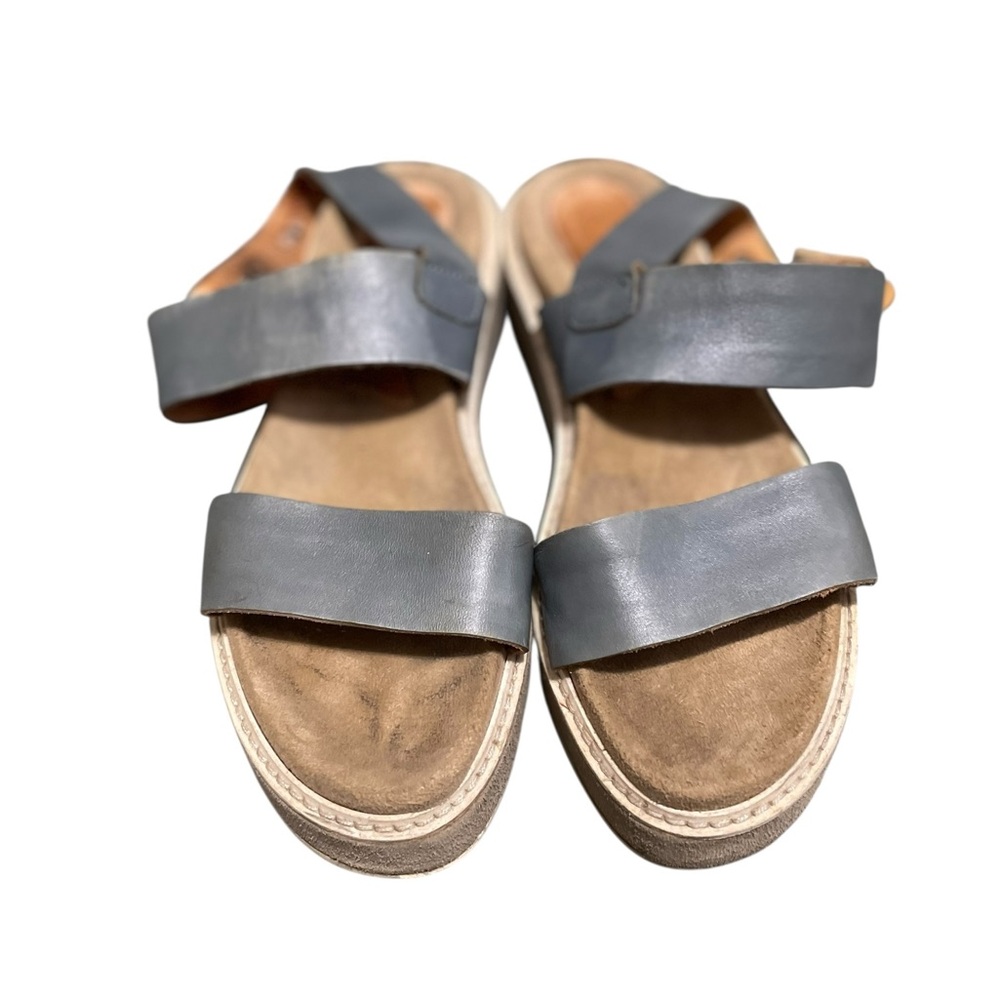 Aquatalia Ash Blue Leather Ankle Strap Wedge Sandal Women's Size 9‎ Comfortable - Picture 4 of 16